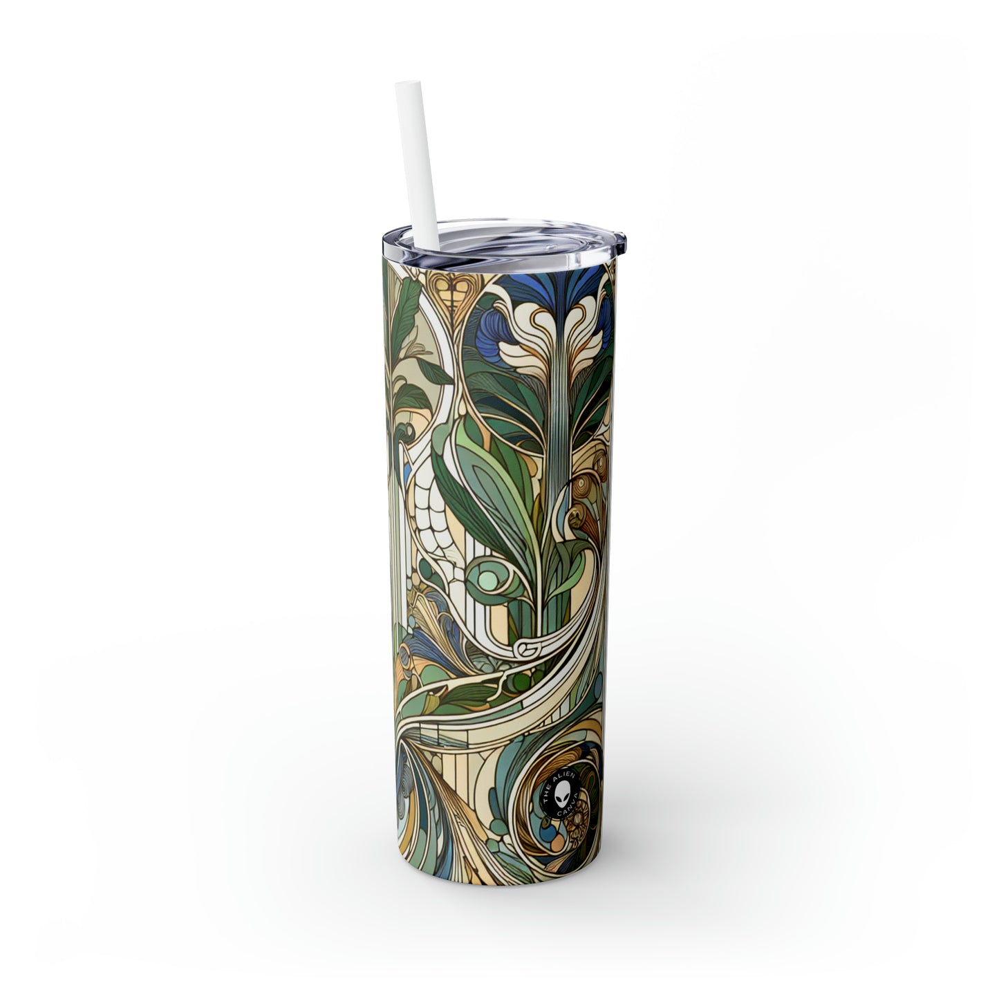 « Enchantement au clair de lune : une sérénade mystique dans l'Art nouveau » - The Alien Maars® Skinny Tumbler with Straw 20oz Art Nouveau