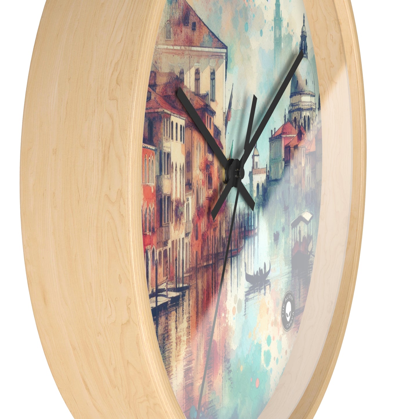 Tranquil Coast: A Serene Watercolor Sunset Painting - The Alien Wall Clock Watercolor Painting