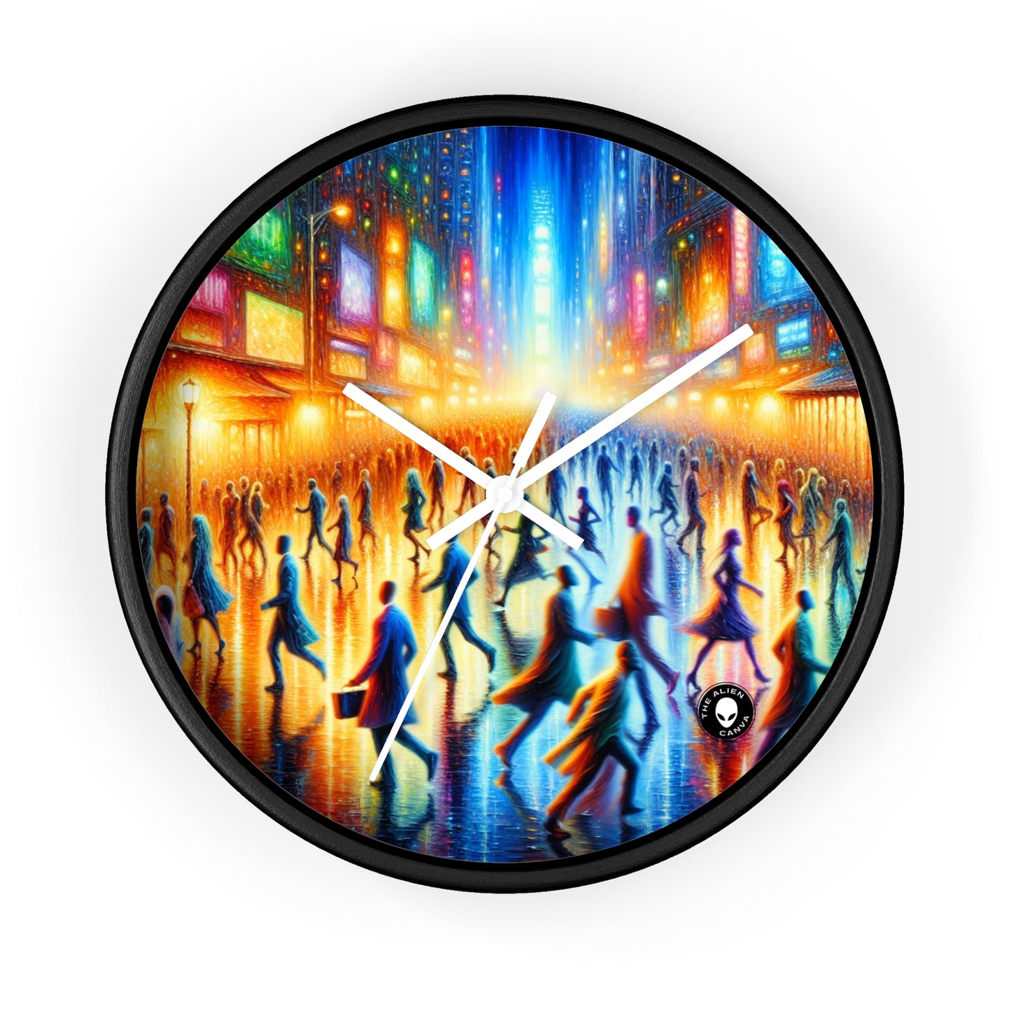 "Neon Nightscapes: A Symphony of City Chaos" - The Alien Wall Clock