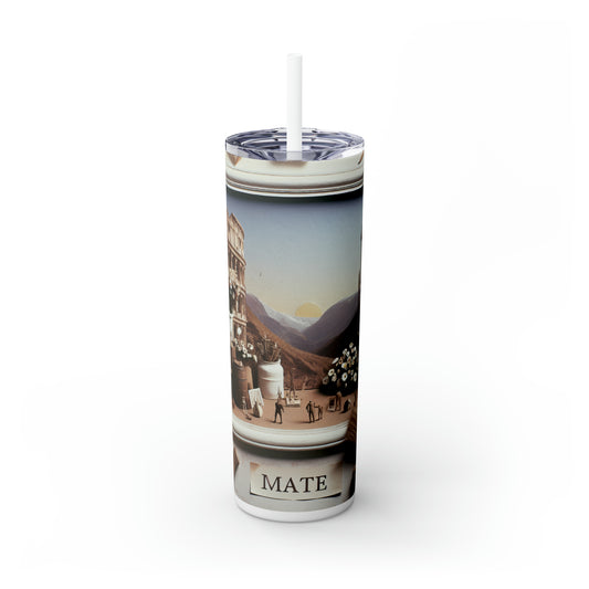 "Élégance élémentaire : un hommage mixte à l'Arte Povera" - The Alien Maars® Skinny Tumbler avec paille 20oz Arte Povera