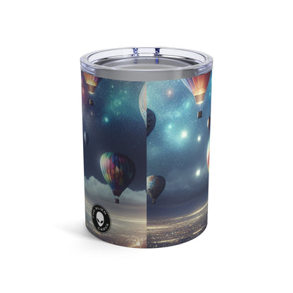 "Viaje nocturno estrellado: globos aerostáticos sobre la ciudad" - Vaso Alien de 10 oz