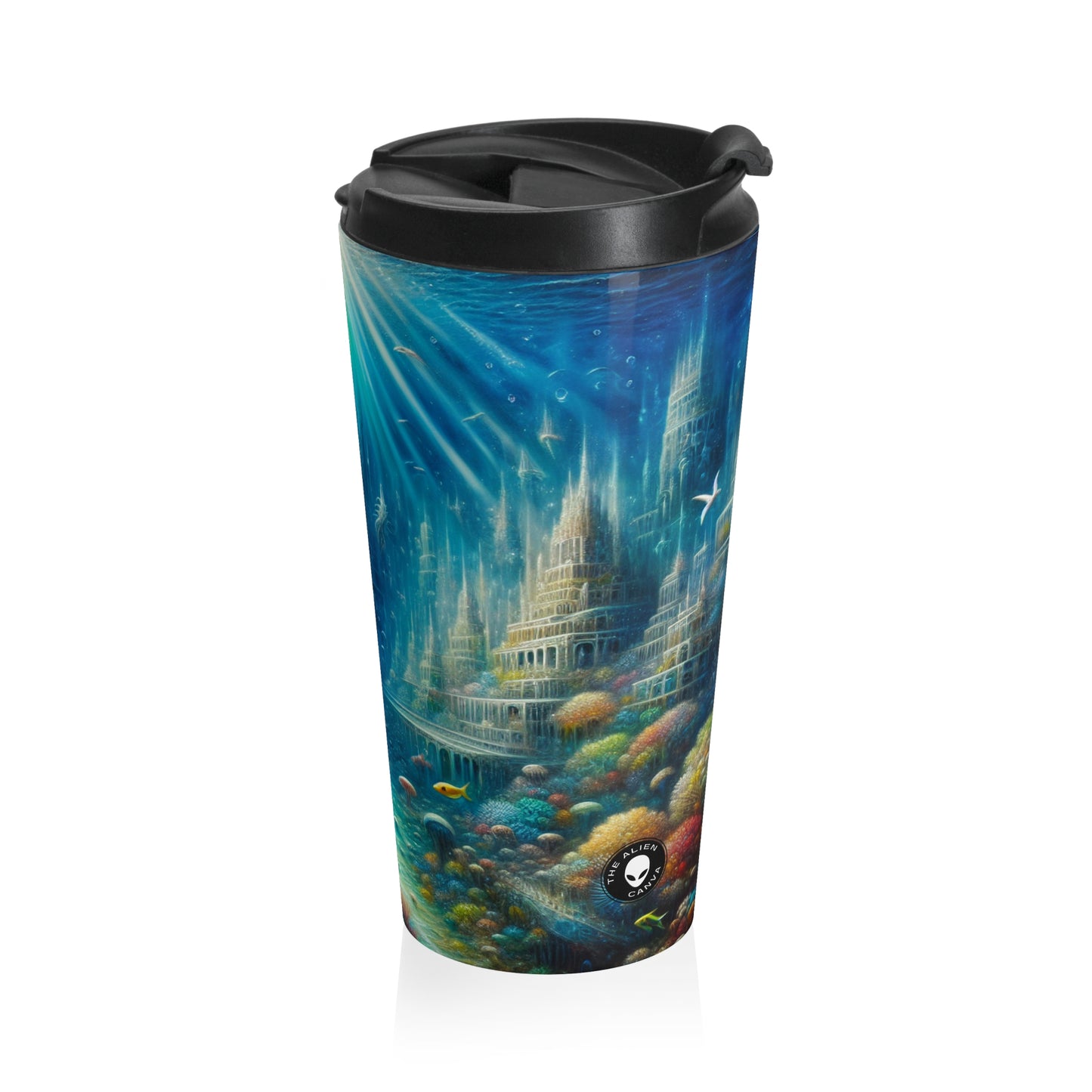 "Ciudad submarina encantada": taza de viaje de acero inoxidable de Alien