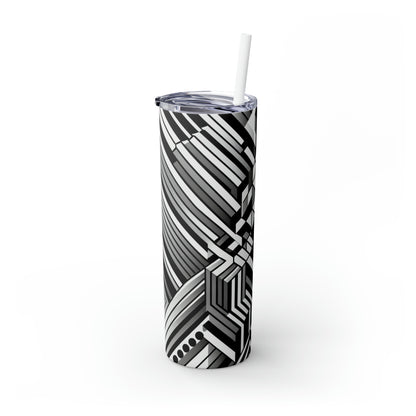 "Perception en mouvement : un chef-d'œuvre époustouflant de l'Op Art" - The Alien Maars® Skinny Tumbler avec paille 20oz Op Art