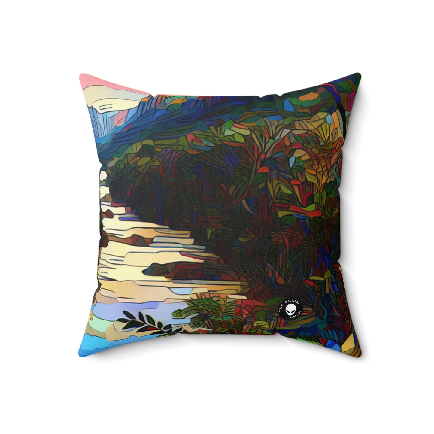 "Amazonian Kaleidoscope"- The Alien Spun Polyester Square Pillow