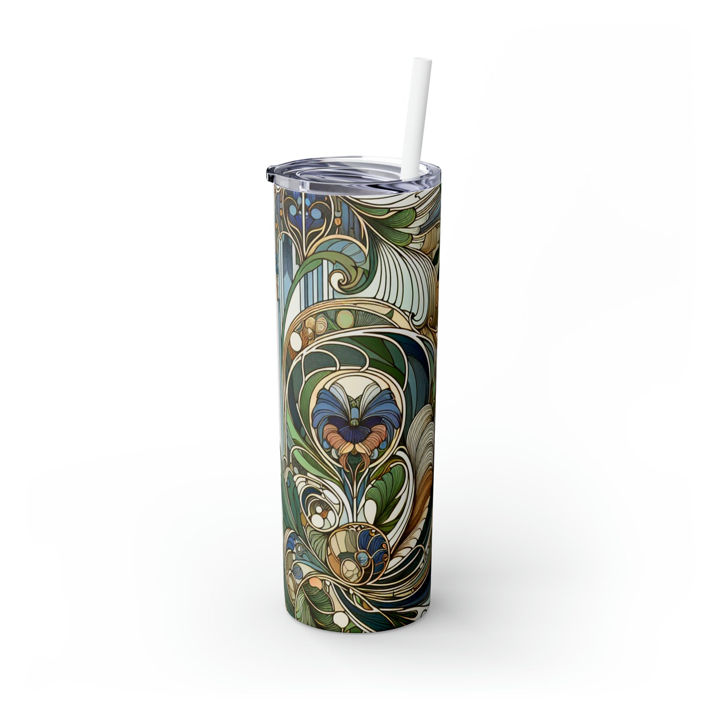 « Enchantement au clair de lune : une sérénade mystique dans l'Art nouveau » - The Alien Maars® Skinny Tumbler with Straw 20oz Art Nouveau