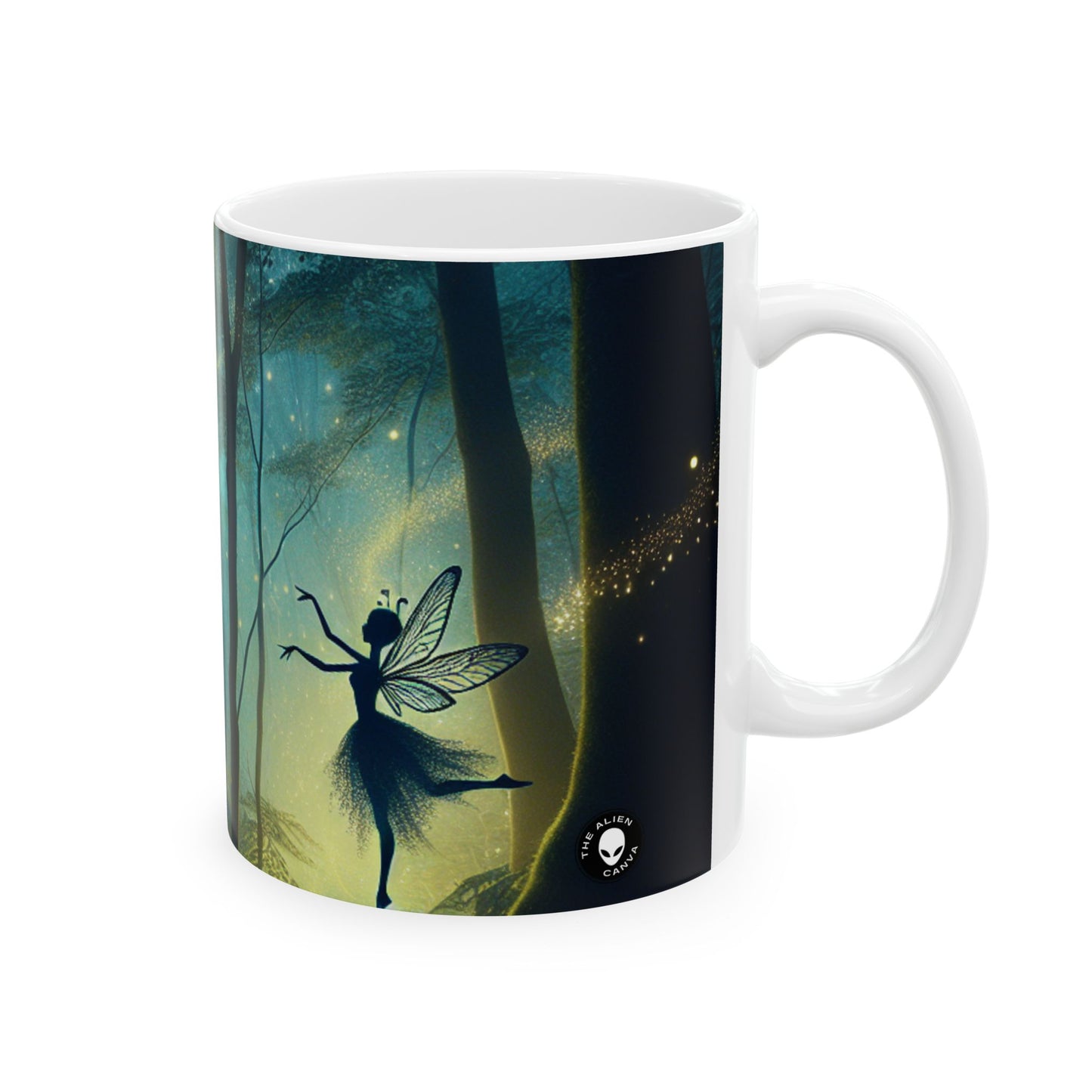 « Forêt enchantée : Danse des lucioles » – Tasse en céramique Alien 11 oz