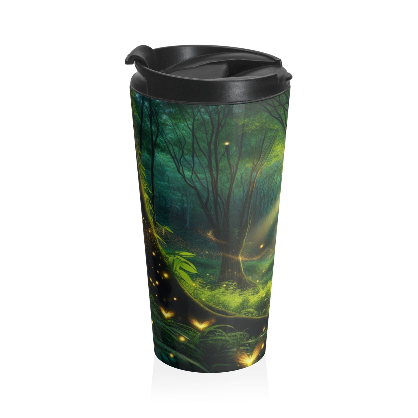 "Magia del bosque resplandeciente": taza de viaje de acero inoxidable de Alien