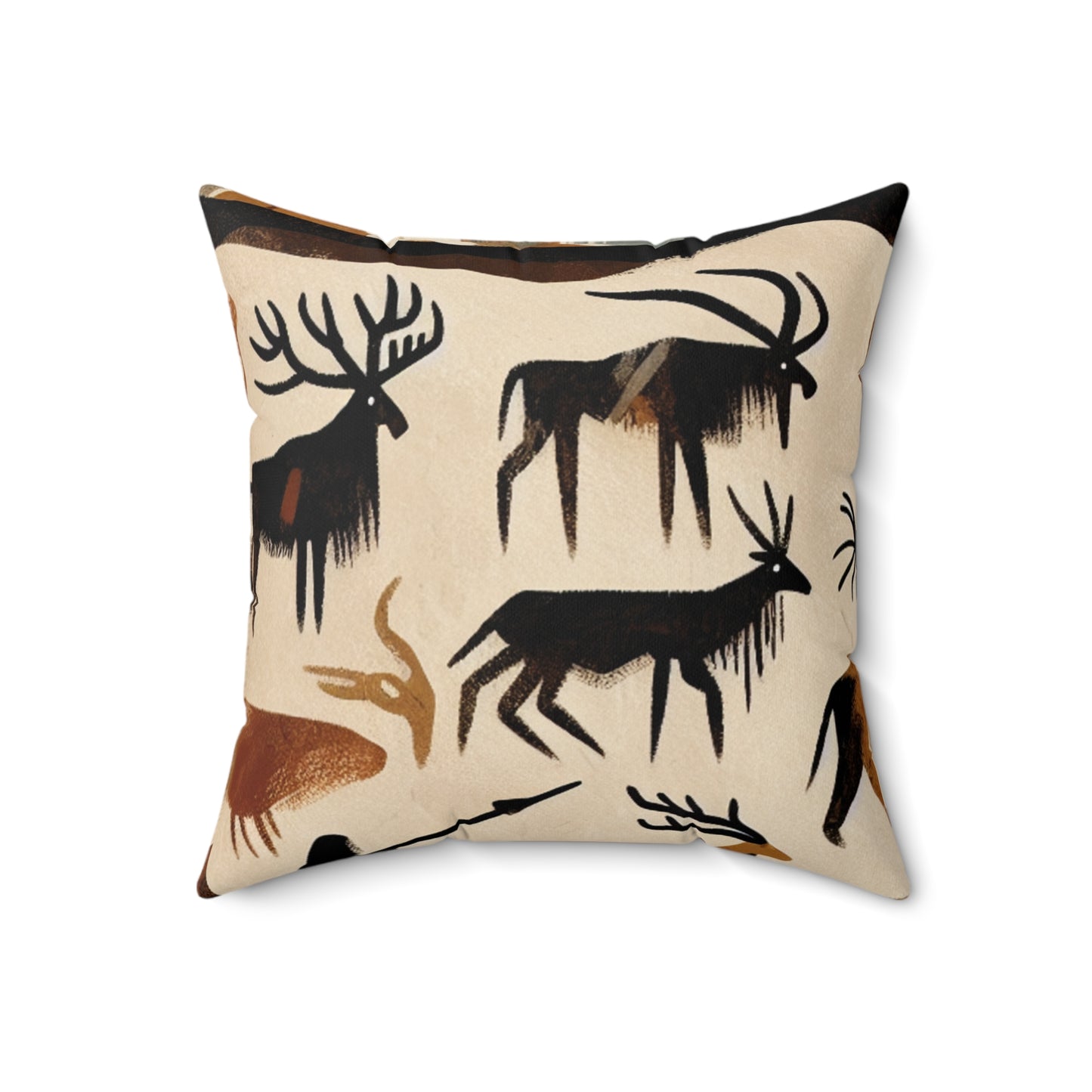 "The Discovery of Fire: A Cave Painting Tale"- The Alien Spun Polyester Square Pillow Cave Painting