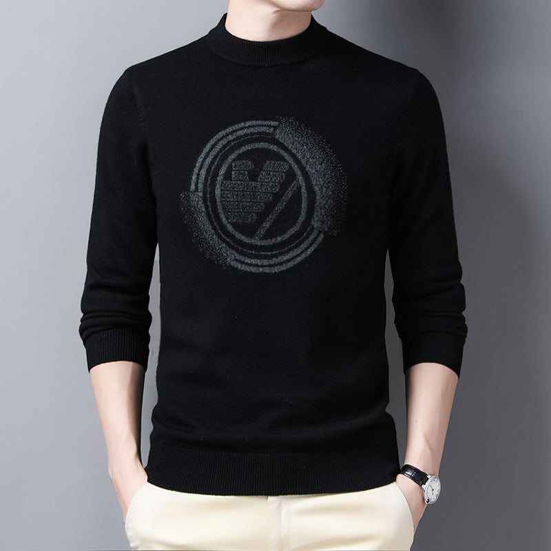 Round Neck Printed Sweater Men's Cardigan