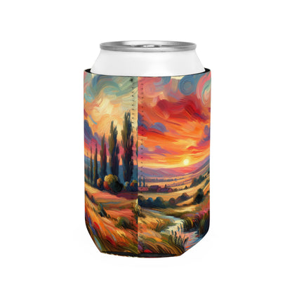 "Harmonious Vistas: A Post-Impressionist Celebration of Nature and Rural Life" - The Alien Can Cooler Sleeve Post-Impressionism