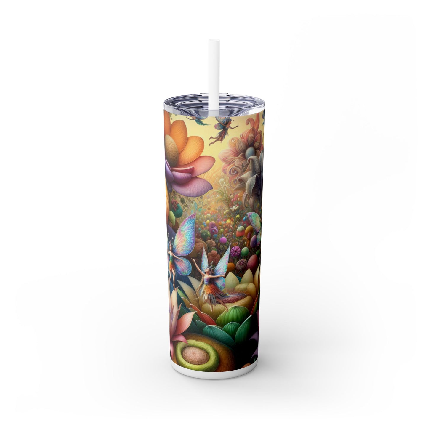 "Jardin enchanté : Où dansent les fées" - The Alien Maars® Skinny Tumbler avec paille 20oz