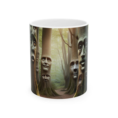 "Bosques susurrantes: Secretos del bosque encantado" - Taza de cerámica The Alien 11oz