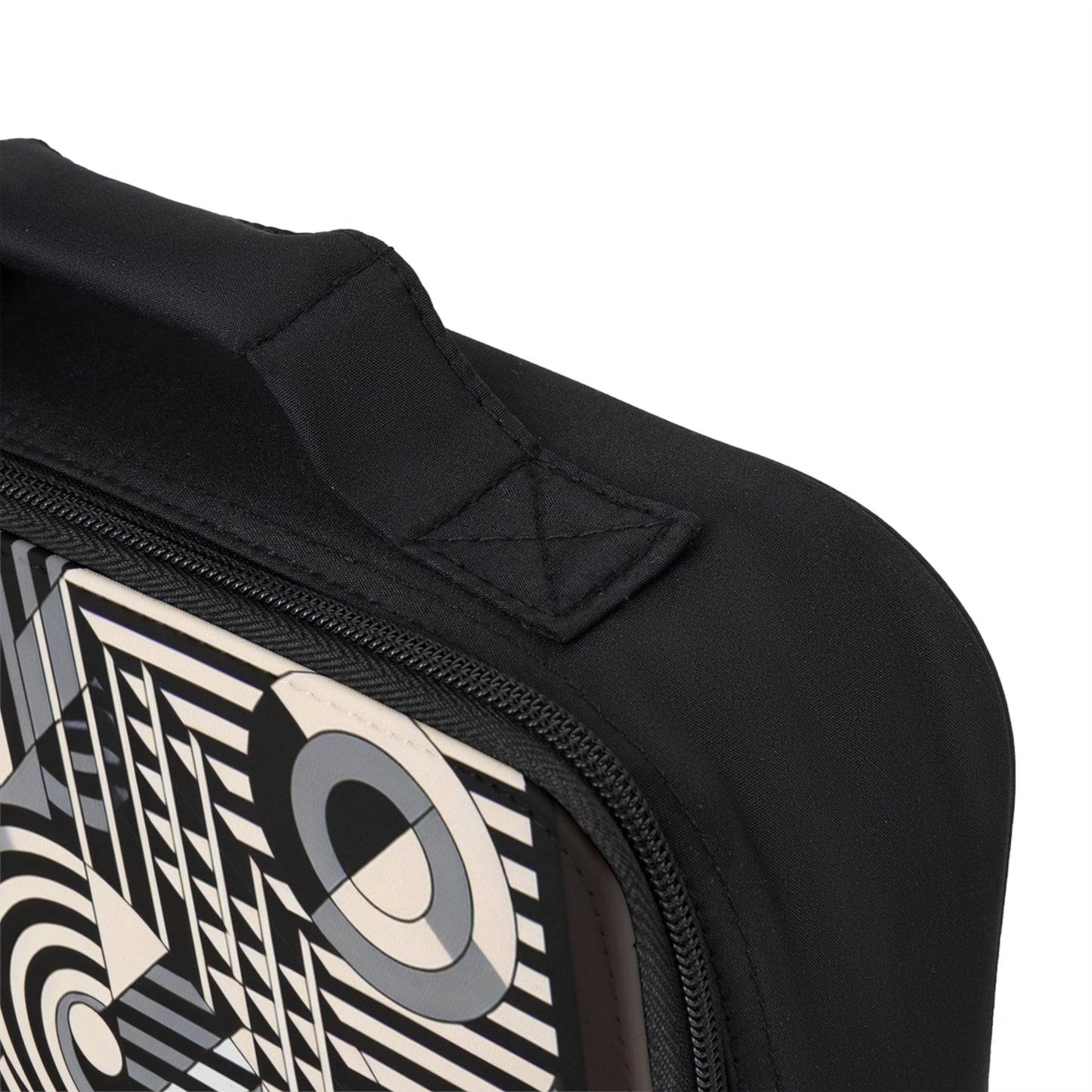 "Mesmerize : Géométrie audacieuse de l'Op Art en noir et blanc" - Le sac à lunch Alien Op Art