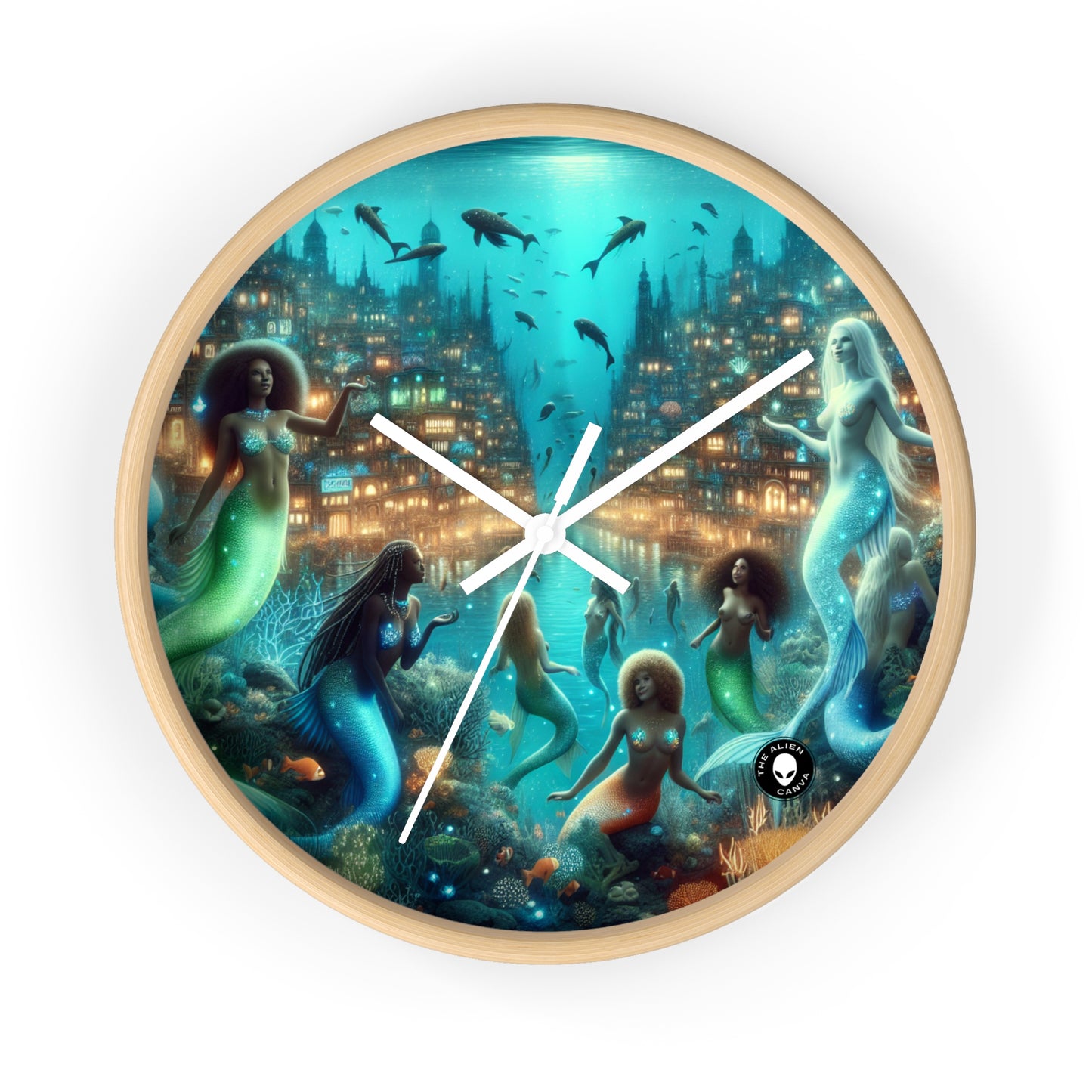 "Glimmering Depths: The Enchanted Underwater City" - The Alien Wall Clock