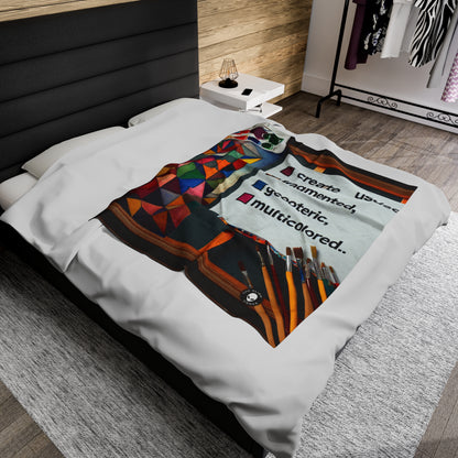 "Futuristic Metropolis: A Synthetic Cubism Cityscape" - The Alien Velveteen Plush Blanket Synthetic Cubism