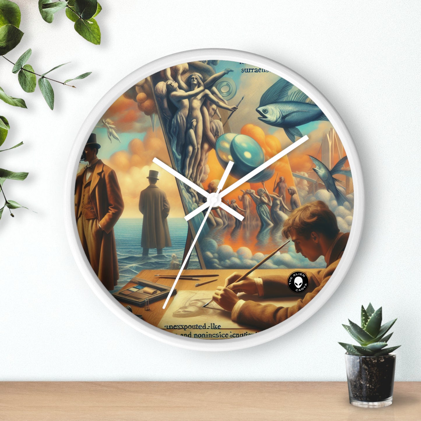 Whimsical Dreams: Defying Gravity in the Celestial Abyss - The Alien Wall Clock Surrealism