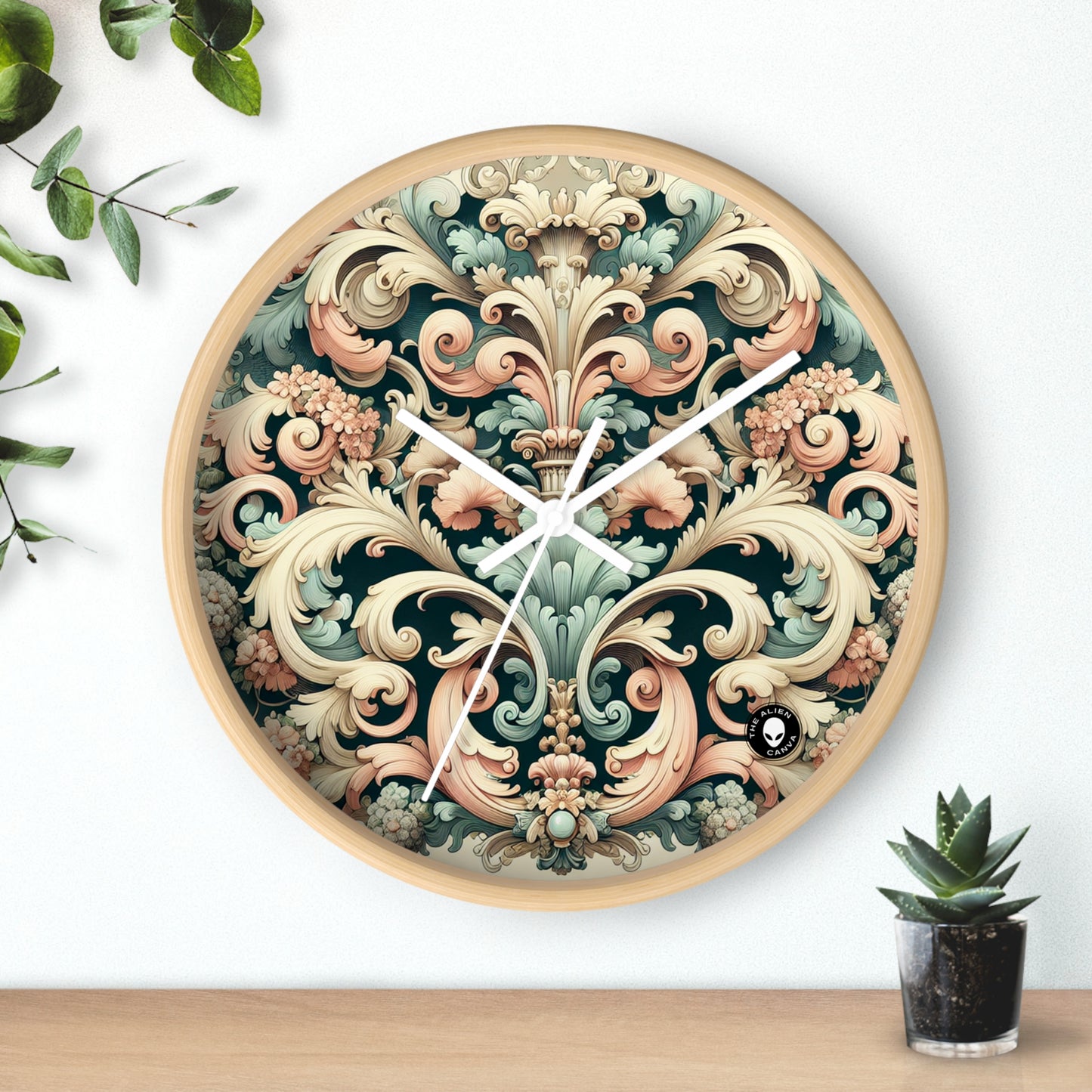 "Garden of Whimsy: A Rococo Fête" - El reloj de pared alienígena rococó