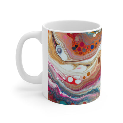 "Couleurs cosmiques : création d'une coulée acrylique fascinante inspirée des nébuleuses célestes" - La tasse en céramique Alien 11oz Pouring acrylique