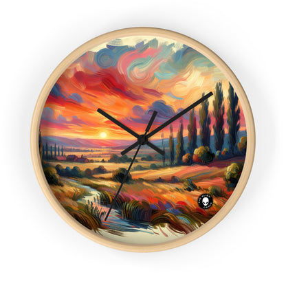 "Harmonious Vistas: A Post-Impressionist Celebration of Nature and Rural Life" - The Alien Wall Clock Post-Impressionism