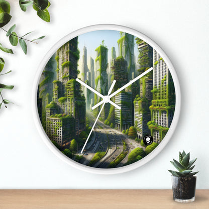 "El resurgimiento de la naturaleza: un paisaje urbano futurista" - El reloj de pared alienígena