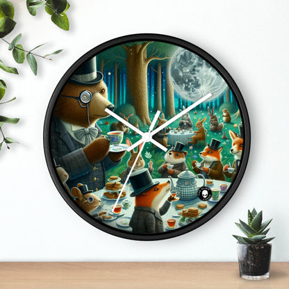 "Enchanted Moonlit Tea Party in the Forest" - The Alien Wall Clock