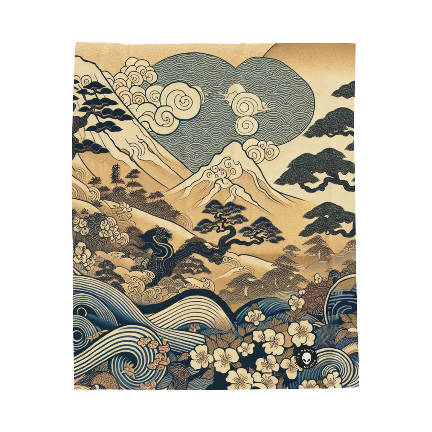 "The Festive Dreams of Edo" - The Alien Velveteen Plush Blanket Ukiyo-e (Japanese Woodblock Printing)