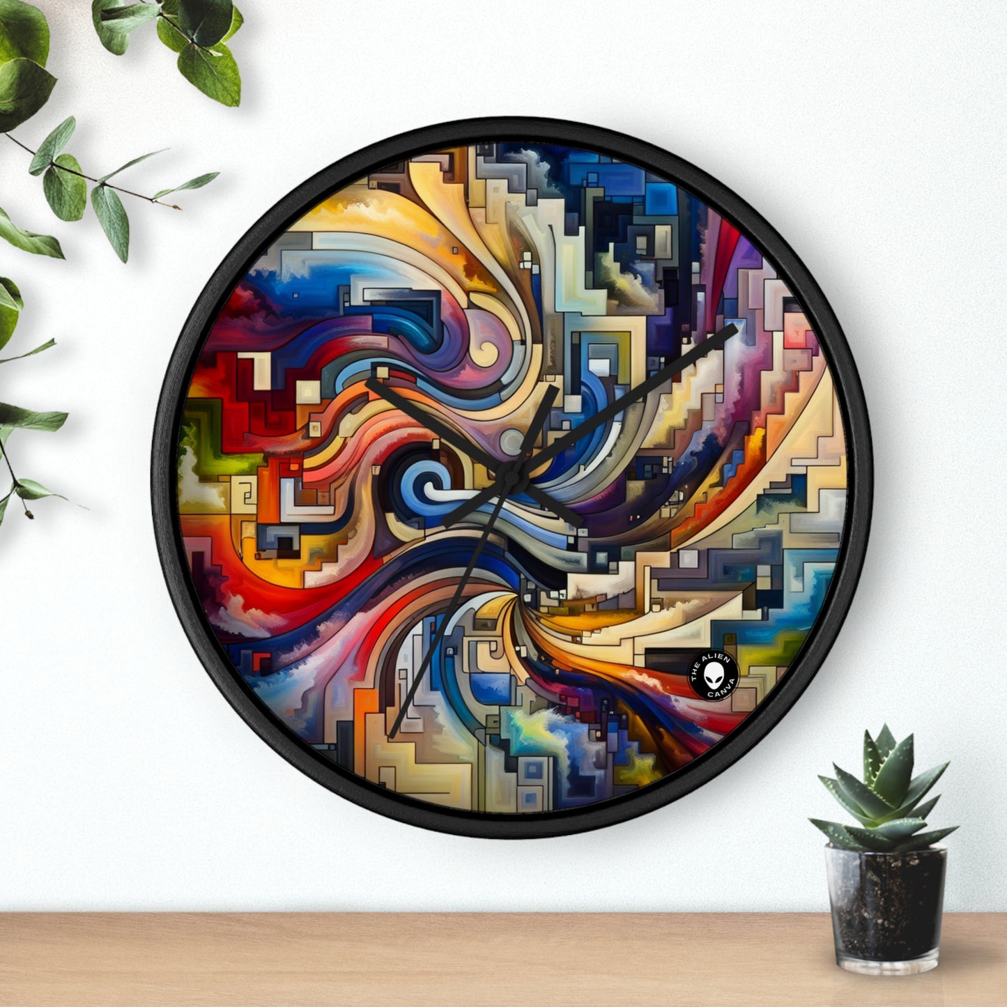 "Azul Sereno: Arte Abstracto con Formas Geométricas" - El Reloj de Pared Alien Arte Abstracto