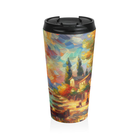 Golden Dusk: A Serene Impressionist Stroll by the Water - The Alien Stainless Steel Travel Mug Impressionism