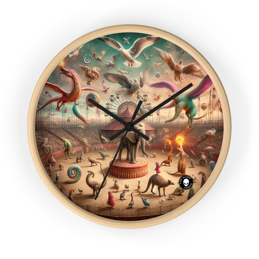 "Fantasy Circus: Where Animal Performers Entertain Mythical Attendees" - The Alien Wall Clock