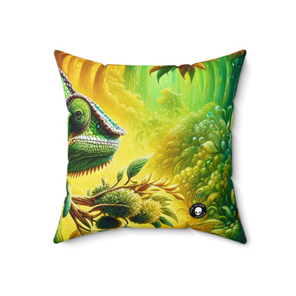 "Vibrant Woods and the Chameleon Camouflage" - The Alien Spun Polyester Square Pillow