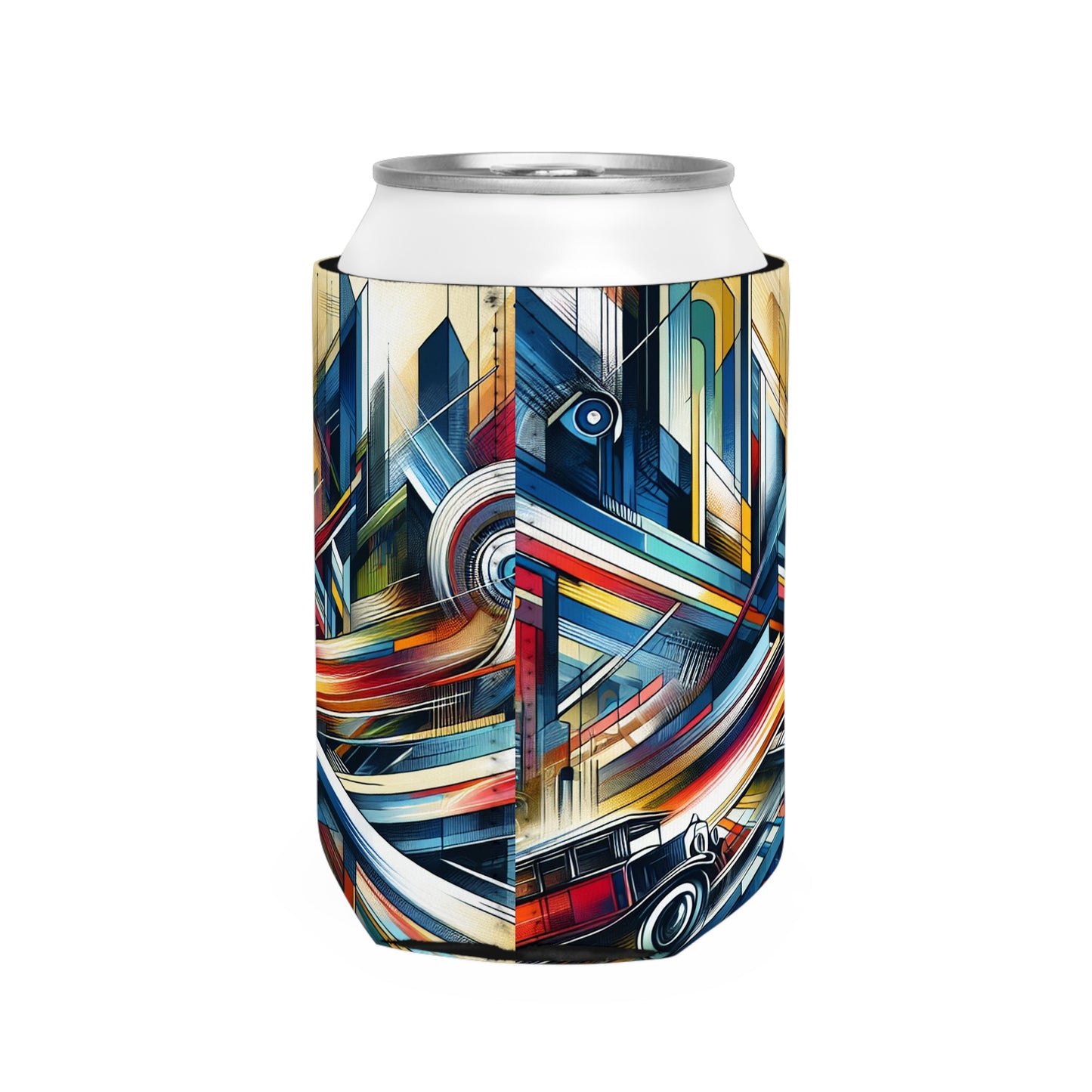 "Galactic Dream: Futuristic Neon City" - The Alien Can Cooler Sleeve Futurism