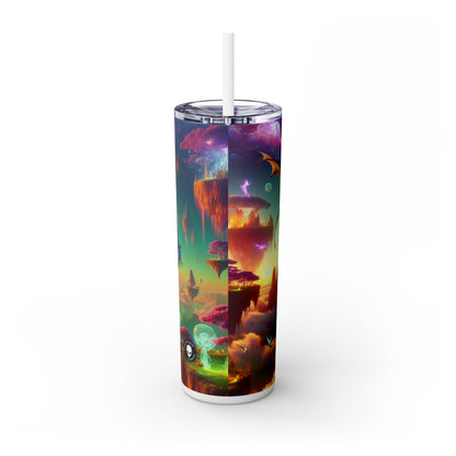 "Dragon's Flight in the Fantastical Realm" - The Alien Maars® Skinny Tumbler with Straw 20oz