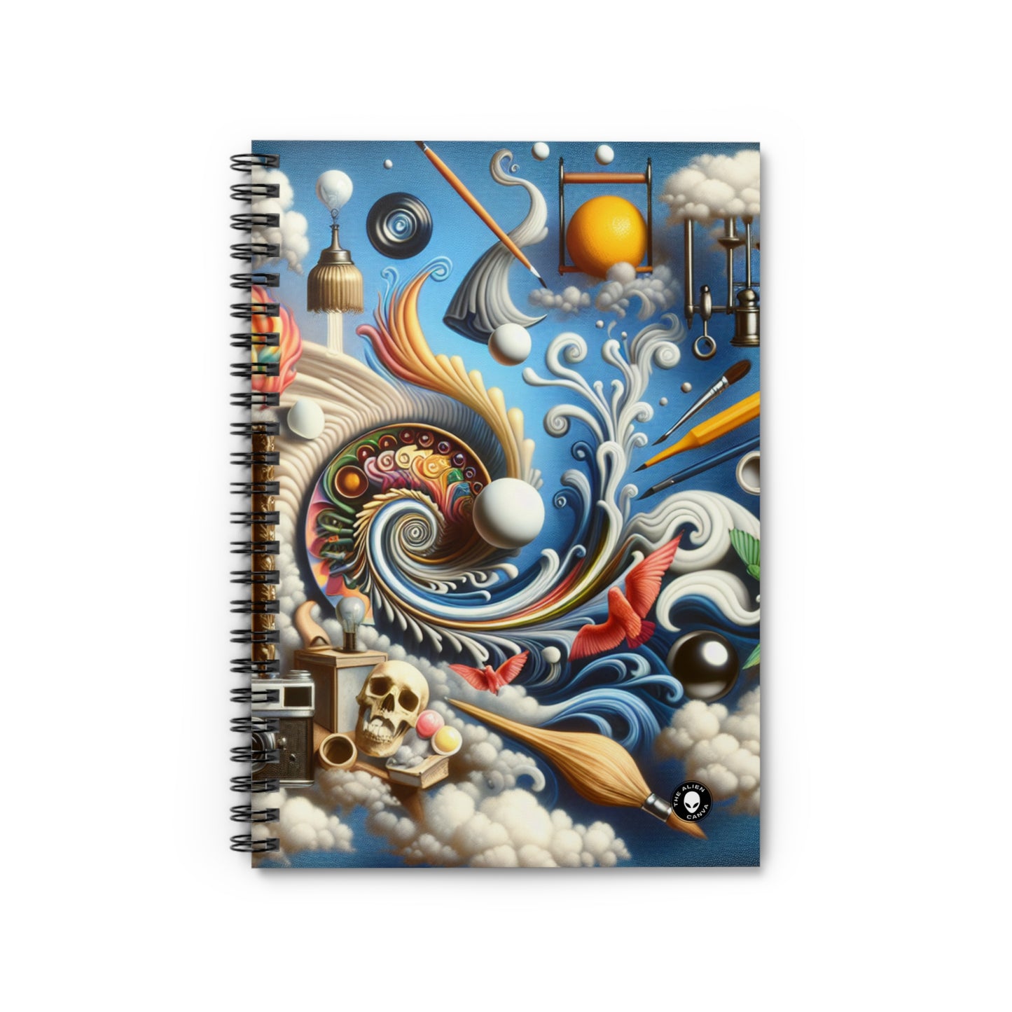 "Fusion temporelle : paysage surréaliste" - Le carnet à spirale Alien (ligne lignée) Surréalisme