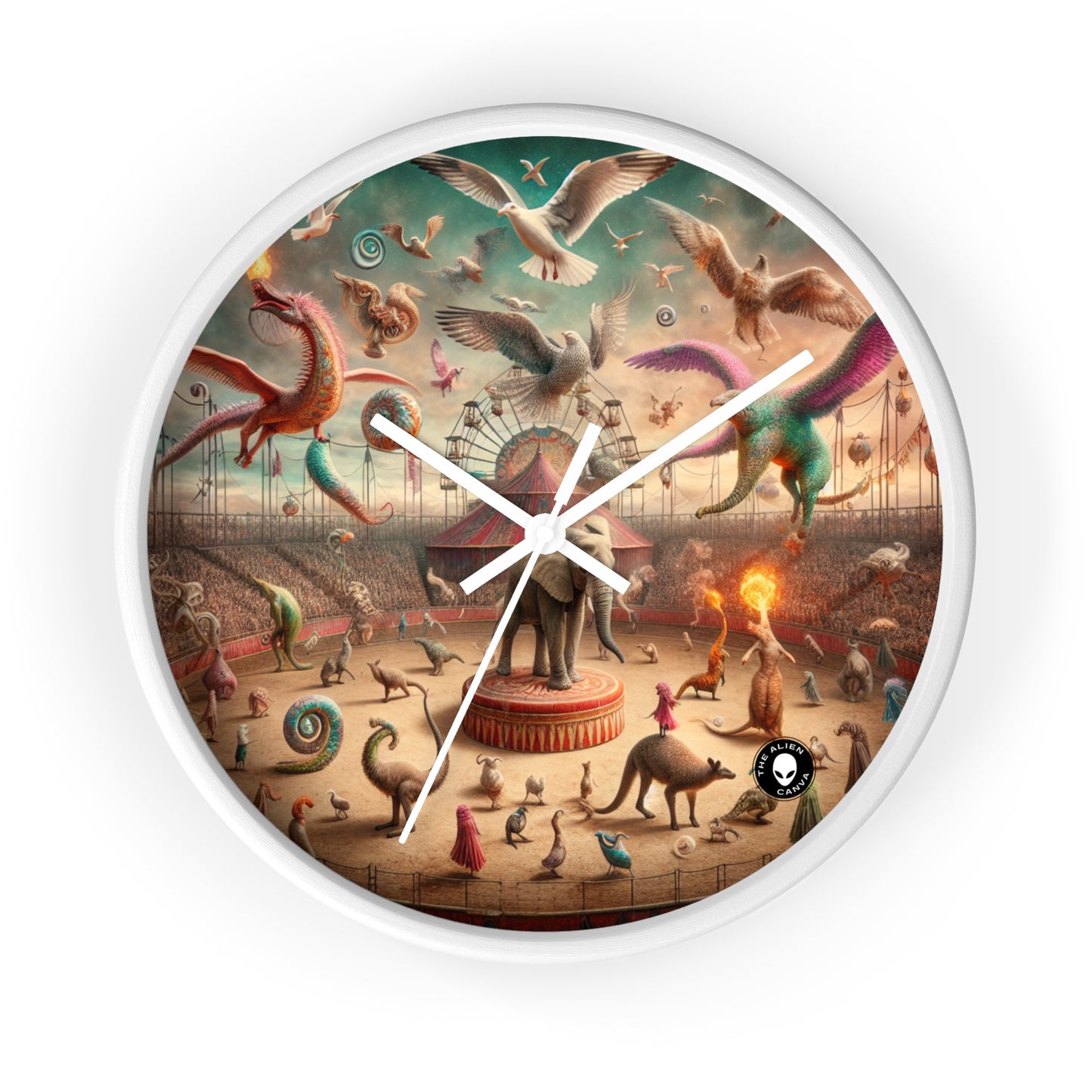 "Fantasy Circus: Where Animal Performers Entertain Mythical Attendees" - The Alien Wall Clock