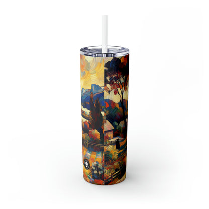 "Nature's Kaleidoscope: A Vivid Fauvism Exploration of the Animal Kingdom" - The Alien Maars® Skinny Tumbler with Straw 20oz Fauvism