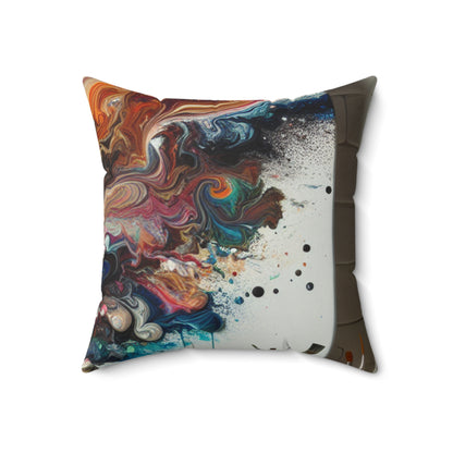 "A Paint Poured Paradise: Acrylic Pouring Art" - The Alien Spun Polyester Square Pillow Acrylic Pouring Style