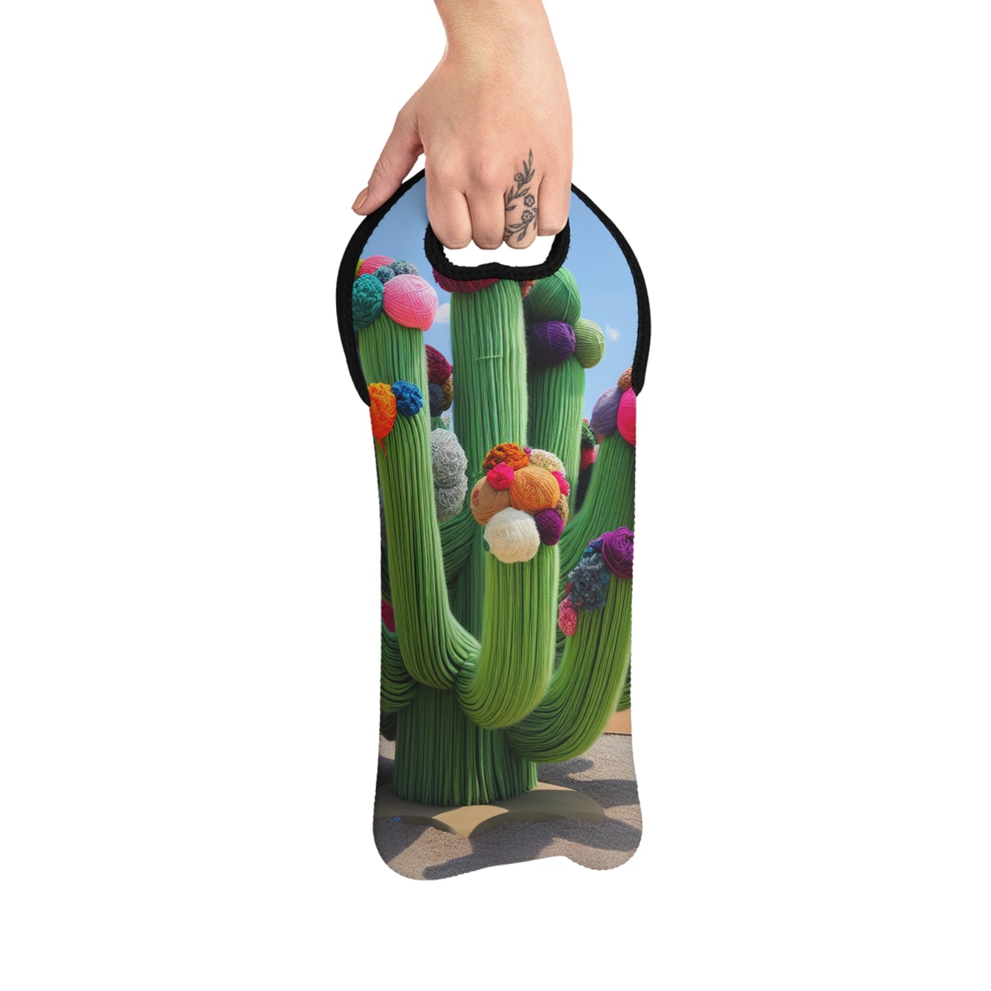 "Cactus rellenos de hilo en el cielo": la bolsa de asas de vino alienígena estilo bombardeo de hilo (arte de fibra)