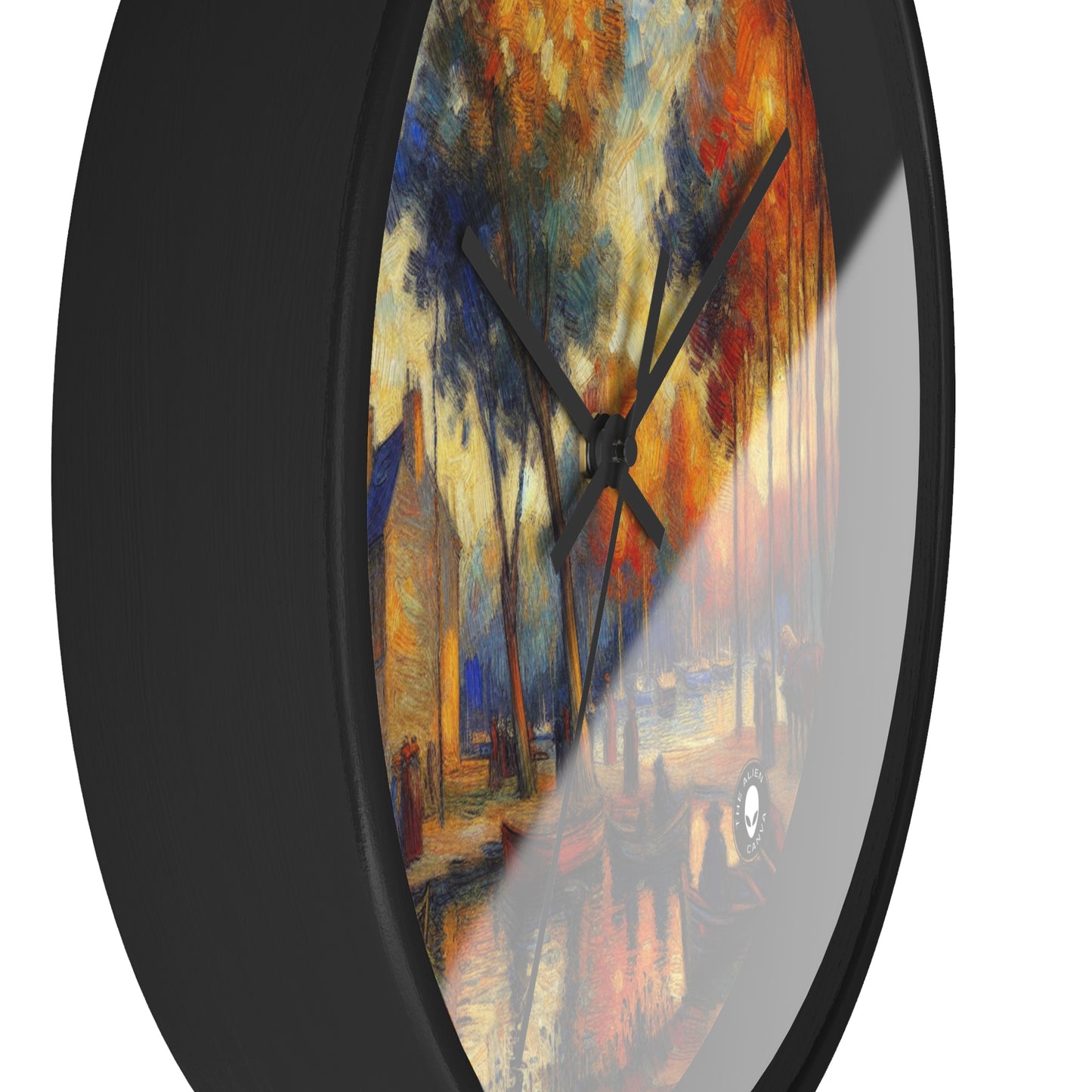 "Rainy Evening: A Post-Impressionist Cityscape" - The Alien Wall Clock Post-Impressionism