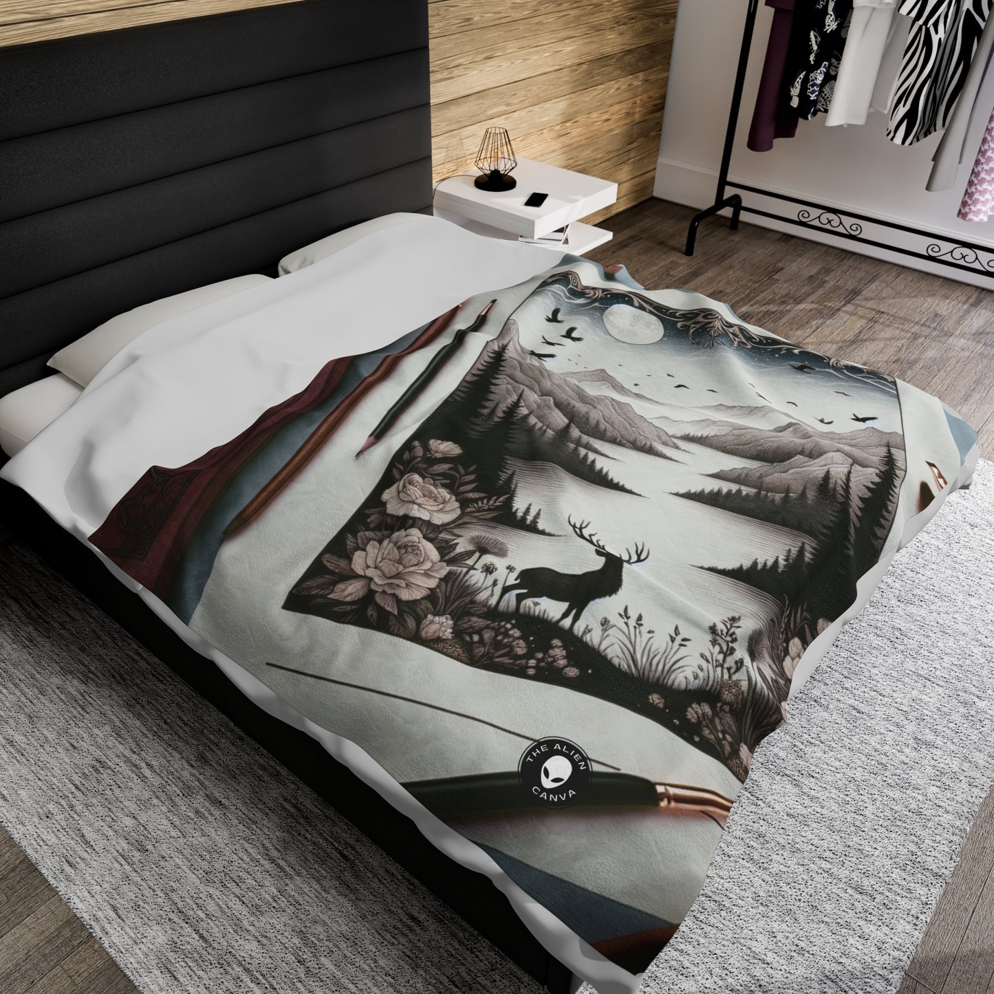 "Twilight Serenity: A Romantic Landscape" - The Alien Velveteen Plush Blanket Romanticism