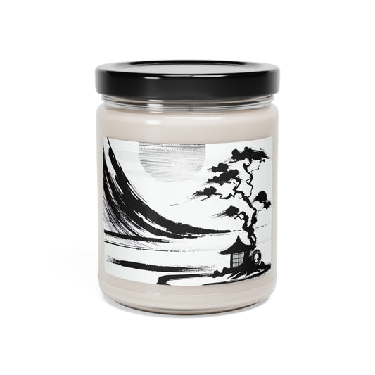 « Harmonie du vent et de l'eau : une peinture à l'encre zen » - La bougie de soja parfumée Alien 9oz Peinture à l'encre Zen