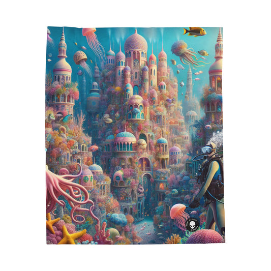 "Treasure of the Deep: A Fantastical Underwater City" - The Alien Velveteen Plush Blanket