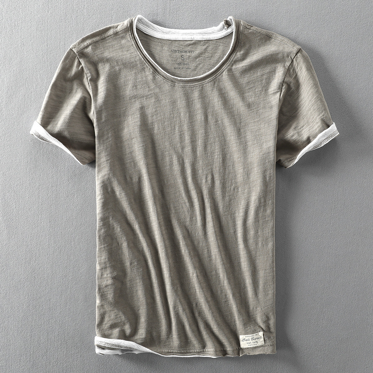 Men's Slub Cotton T-Shirt Summer New Casual Thin