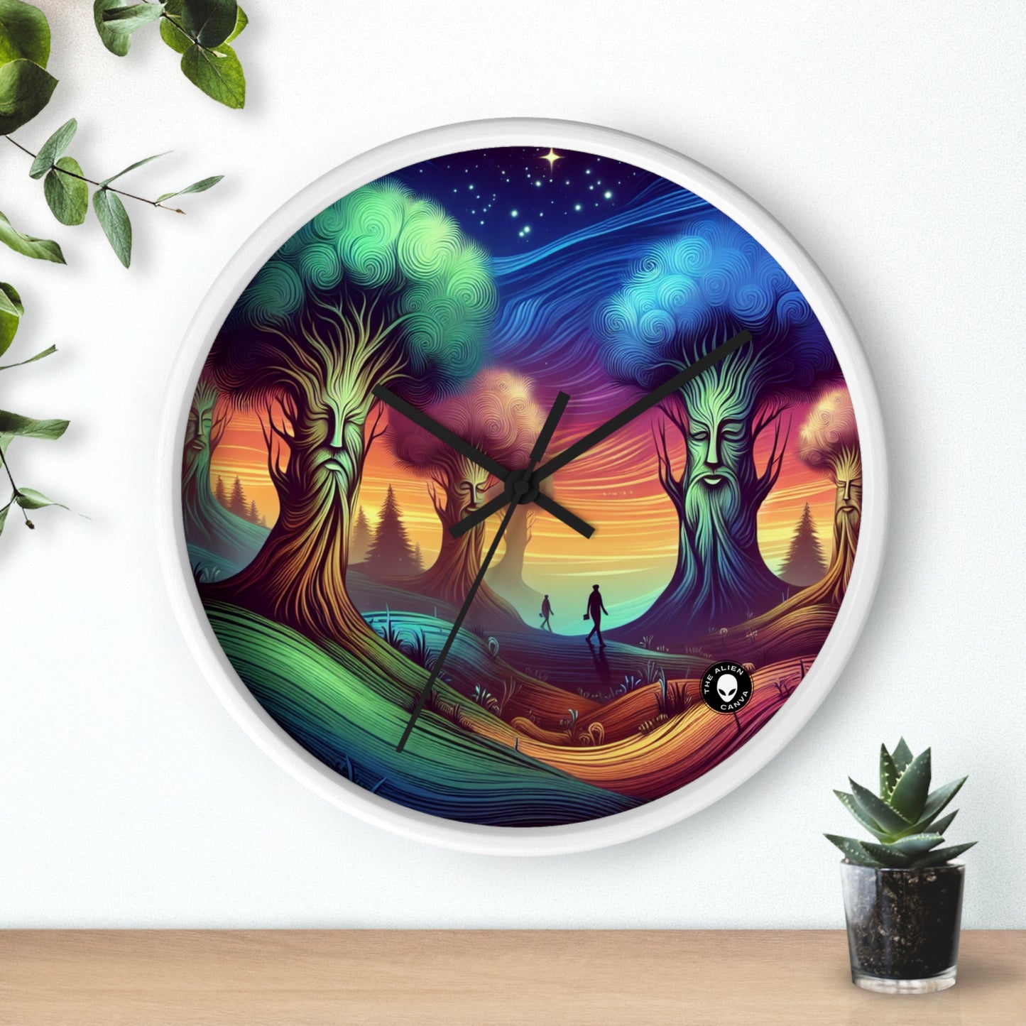 "Whispering Trees: Secrets of the Mystic Forest" - The Alien Wall Clock