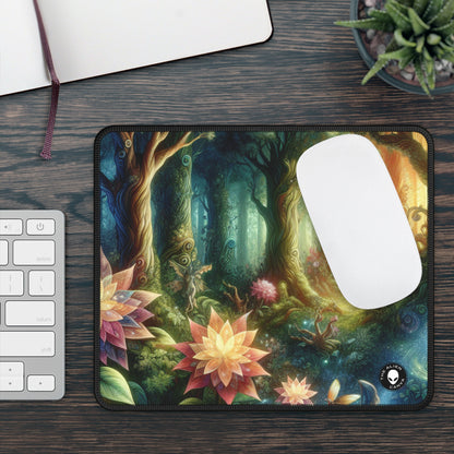 Enchanted Woodland: Glowing Blossoms and Mystical Beings - The Alien Gaming Mouse Pad