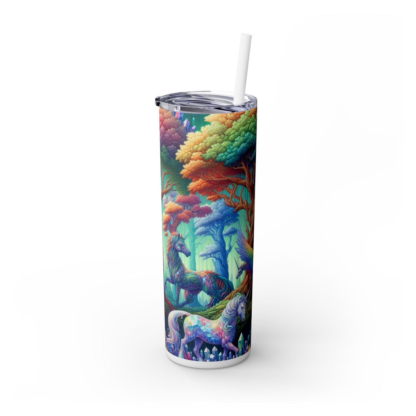 "Bosque de Cristal: Reino de Seres Míticos" - Vaso Skinny con Pajita de 20oz de The Alien Maars®