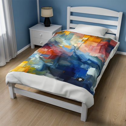 "Tranquil Sunset: A Soft Pastel Color Field Painting" - The Alien Velveteen Plush Blanket Color Field Painting