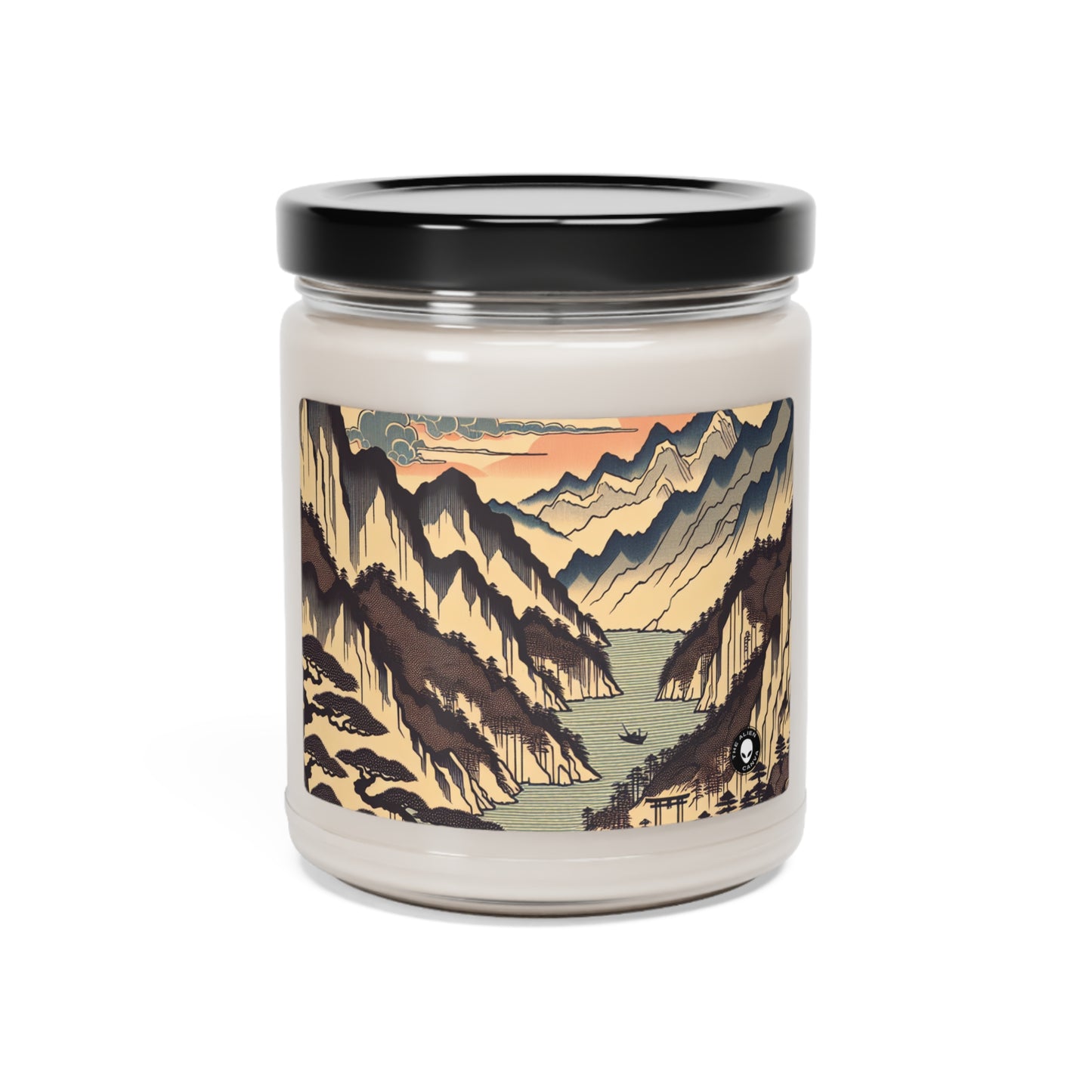 "Cherry Blossom Serenity: A Captivating Ukiyo-e Tribute to the Japanese Tea Ceremony" - The Alien Scented Soy Candle 9oz Ukiyo-e (Japanese Woodblock Printing)