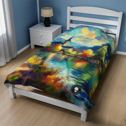 "Sunny Market Delight" - The Alien Velveteen Plush Blanket Impressionism