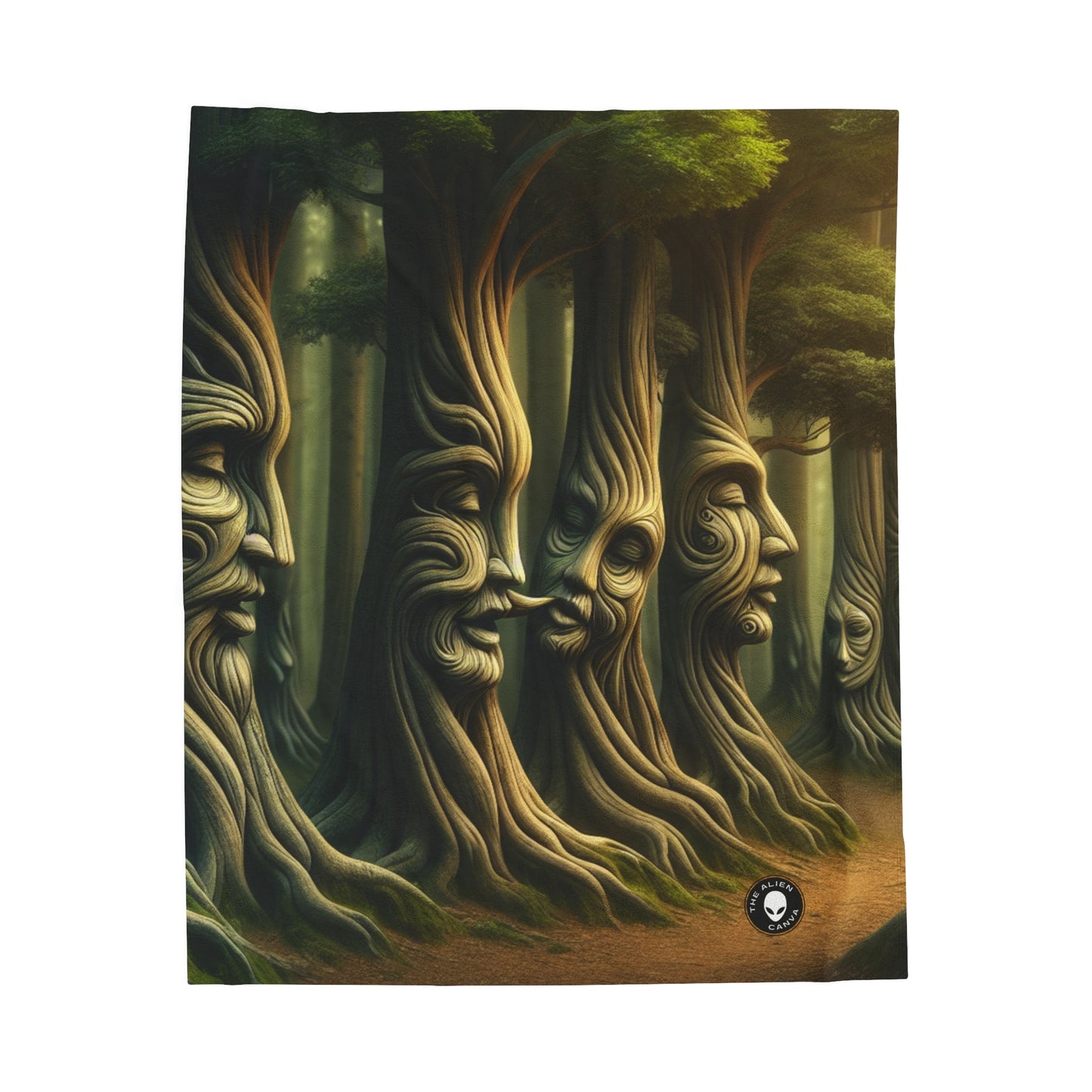 "Whispering Trees: Secrets of the Mystic Forest" - The Alien Velveteen Plush Blanket