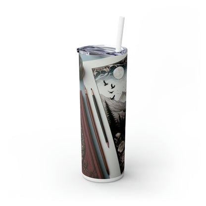 "Twilight Serenity: A Romantic Landscape" - The Alien Maars® Skinny Tumbler with Straw 20oz Romanticism